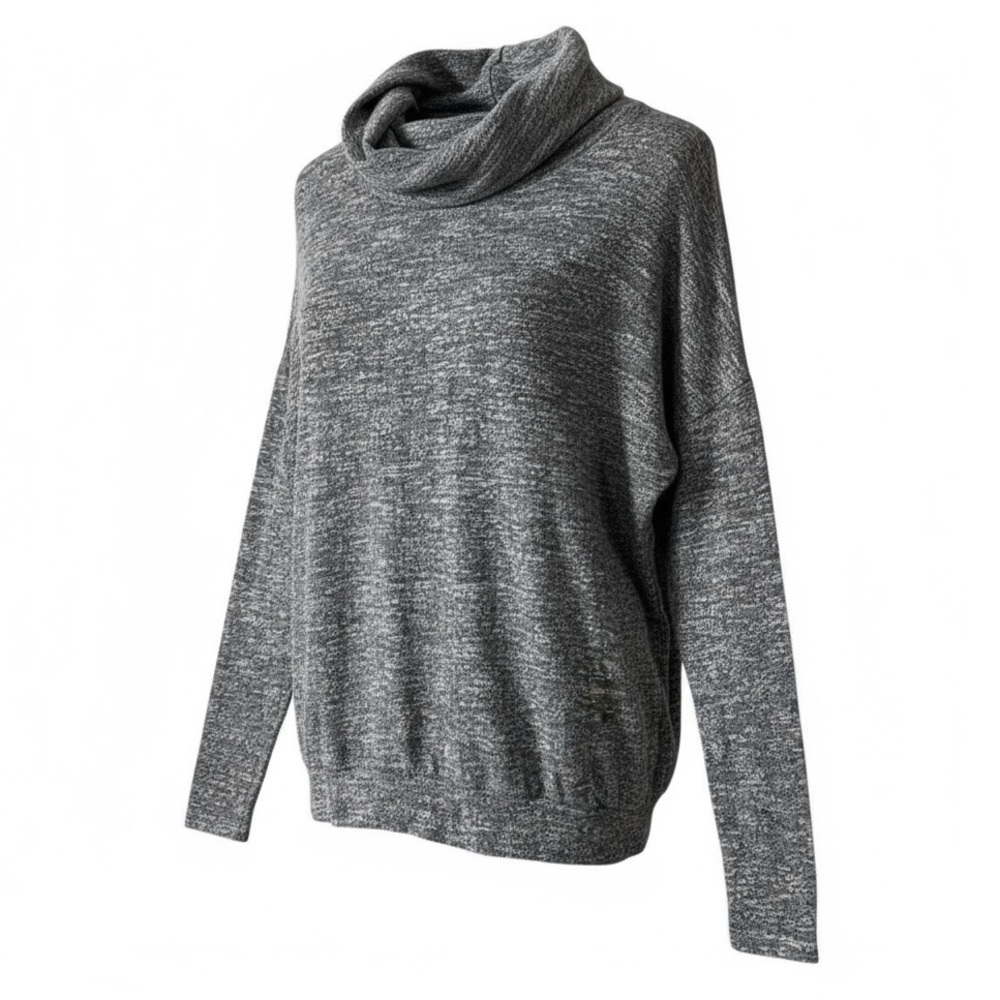 Three Dots Cowl Neck Pullover Sweater Top Size Small Gray Marled Knit Dolman
